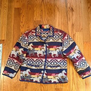 Jane Ashley Colorful Horse Pattern Blazer